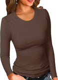 2025 New Women's Modale Ro-Necked T-Shirt Basic Solid Long Sleeve