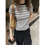 Pure Cotton Black Shoulder Short Sleeve T-Shirt Women Summer 2025 New Design Sense Of Small Body Dress On The Dress