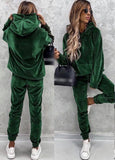New Casual Ladies Set Solid Color Hooded Hoodie Sweat Trousers Autumn Two-Piece 68HZ