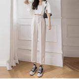New Narrow Version Of High-Waisted Suit Pants Female Pendant Korean Version Of Fashion Thin Thin Thin Smoke Tube Pants 68HZ