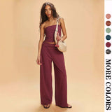 Sexy Self-Pairing Casual Striped Set Of Color Corset Tsets Fashion Tight Trousers Two-Piece Set 68HZ