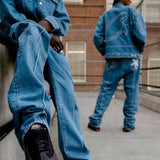 Star Embroidered Jeans High Street Men And Women Y2K Harajian Hung-Hangssy Loose Casual Pants 68HZ