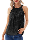 2026 Summer New Solid Color Hanging Neck Female Squine Micro-Bomb Sling Vest
