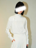 Four Seasons Wearing Designer Black And White Collar Rose Long-Sleeved Shirt Imitation Copper Ammonia Siding Noodle Gloss Top