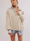2025 Explosion Design Women's High-Quality Lantern Sleeve Decorative Line Open-Line Flipping Loose Wear