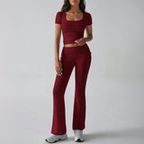 Dilu 2025 Spring/Summer Y2K Casual Sports Style Solid Color Exposed Umbilical T-Shirt Long Pants Suit Women's Clothing