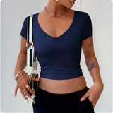 Dili Holiday Round Collar Short-Sleeved Vest T-Shirt Women's Clothing 2025 Autumn And Winter