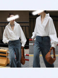 The New Casual Blogger Style Style Simple Slanted Blouse Is Quite Inclusive Of Free Ironing Shirt For Women