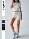 Dili Yoga Sports Wind Solid Color Short Sleeves With Shorts Set Women's 2025 Spring/Summer