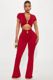 Summer Sexy Hot Babes Low-Breasted V-Neck Short-Sleeved T-Shirt Blouse Hardware Clad Hip Trouser Suit Woman