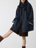 'Createtstone Latte' Removable Hooded Short Windshietold Autumn And Winter Loose Short Coat Southeast Asia