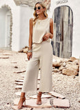 Dili Solid Color Fashion Two Sets Of Women 2025 Summer Temperament Sleeveless Top Nine Trousers