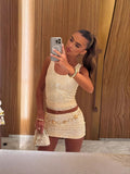 New Ins Hottie Casual Fashion Round-Neck Vest Short Skirt Suit