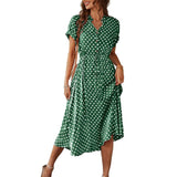 Dili 2025 Spring And Summer Temperament Leisure Holiday Storm Point Print High-Waisted Dress Women's Dress