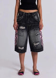 Vibe Printed Jeans Men And Women's High Street Design Sense Drag Trousers 68HZ