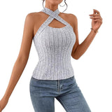 2025 New Self-Repair Cross-Hanging Sleeveless Shoulder Lady Sexy Vest Top