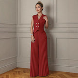 2025 Women's New Fashion Fashion Vest 100-Folded Skirt Pants Two Sets Of Trousers Set Women