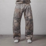 Trend Card Akimbo Leaf Print Sweatpants Men And Women's Same Y2k Street Hip Trousers 68HZ
