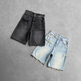 Vintage Trendy Denim Shorts Men's High Street Embroidered Five-Point Trousers Loose Trousers 68HZ
