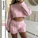 Dili Casual Solid-Colored T-Dressed T-Wearing Shorts Set Women's Clothing 2025 Autumn And Winter