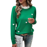 Dili 2025 Autumn And Winter Top Women's Temperament Casual Embroidery Love Long-Sleeved Sweater