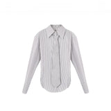 Simple Striped Shirt Women Can Wear A New Design Tie Side Open Top Southeast Asia