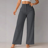 Women's New Casual Style Feeling Solid Broad-Legged Trousers Trousers Trousers Trousers