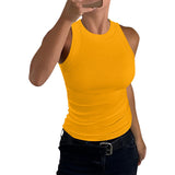 2025 Summer Women's Ribs Small Vest Round Collar Body Type Women's Vest