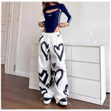 Spice Girls Casual Fashion Trousers Y2k Hip Hop Love Graffiti Tight Rope Wide Leg Pants Loose Mop 68HZ