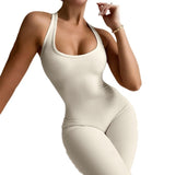 2025 Fashion Show Back Summer Women's Solid Color Hanging Neck Repair Jumpsuit Trousers Tight