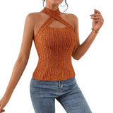 2025 New Self-Repair Cross-Hanging Sleeveless Shoulder Lady Sexy Vest Top