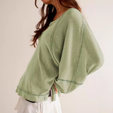 Wish Explosive Personality V-Neck Decorative Lines Design Feel Women's Loose Lazy Windwear