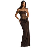 2025 Summer New Women's Yarn Perspective Hottie Sexy Breast Repair Lace Sling Dress