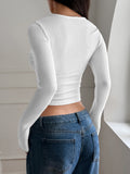 Dili Y2K Sexy Wind Solid Long-Sleeved Vest T-Shirt Women's Clothing 2025 Spring And Summer