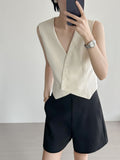 Spring And Summer French Retro Fashion Fashion Sense V Collar Sleeveless Old Money Suit Vest Short Top