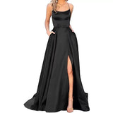 2026 New Bridesmaids Dress Long Dress Small Tailings Slings Solid Party Evening Dress