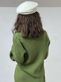 Ins Languid Horn Horn Collar Knitted Cardigan Women Simple Casual Loose Design Sweater Jacket 68HZ