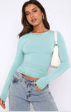 2025 Women's Long-Sleeved T-Shirt Spring And Autumn Solid-Colored T-Shirt T-Shirt Women's Street Dress Shirt Short