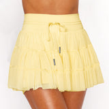 Hot Sales Sweet Fresh Fresh Solid Color Lace Mesh Splicing Skirts Anti-Walking Light Belt Seat Pants Skirt