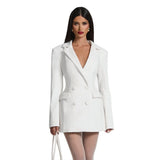 Autumn 2025 New Long-Sleeved Fashion Sexy Deep V Solid-Color Casual Suit Long-Sleeved Dress