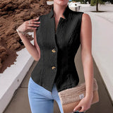 2025 Women's New Commuting V-Neck Buttonless Sleeve Vest Vest Coat Topess