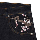 Trend Brand Derschutze Plum Embroidery Jeans Men Loose Personality Street Straight Pants 68HZ