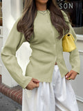 Dili Casual Solid Color Long-Sleeved Button Sweater Women's Clothing 2025 Autumn And Winter