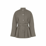 Spring New Writer's Set Aer Gas Field Full Open TR Twill Texture Short Trench Coat Broad Leg Trousers