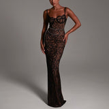 Women's Dress 2025 New Lace Sling Fashion Dress Dress With Shoulder
