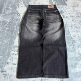 Trendy Black And Gray Jeans Men And Women's Same Y2k High Street Straight Through Broad Legs Loose Trousers 68HZ