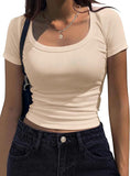 2025 New Round Collar Short-Sleeved Jersey Women's Casual Sexy Knitted Street