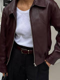Dili Casual Holiday Long-Sleeved Jacket Leather Jacket Women's 2025 Autumn And Winter