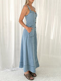 2025 New Sleeveless Mid-Long Dress Slings Bare Back Temperament Commuting Long Dress