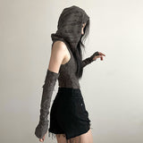 2025 Summer New Women's Solid Color Body Open Umbilly Street Fashion Hoodless Sleeve Vest Woman 68HZ